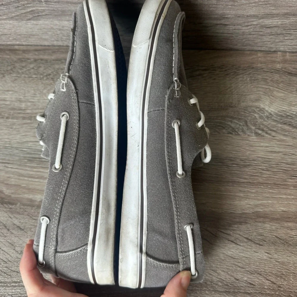 Timberland Sneakers Mens 11.5 Grey Canvas Boat Shoes Low Top Loafers Casual READ